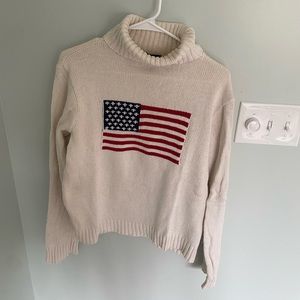 Classic American Flag Turtleneck Sweater